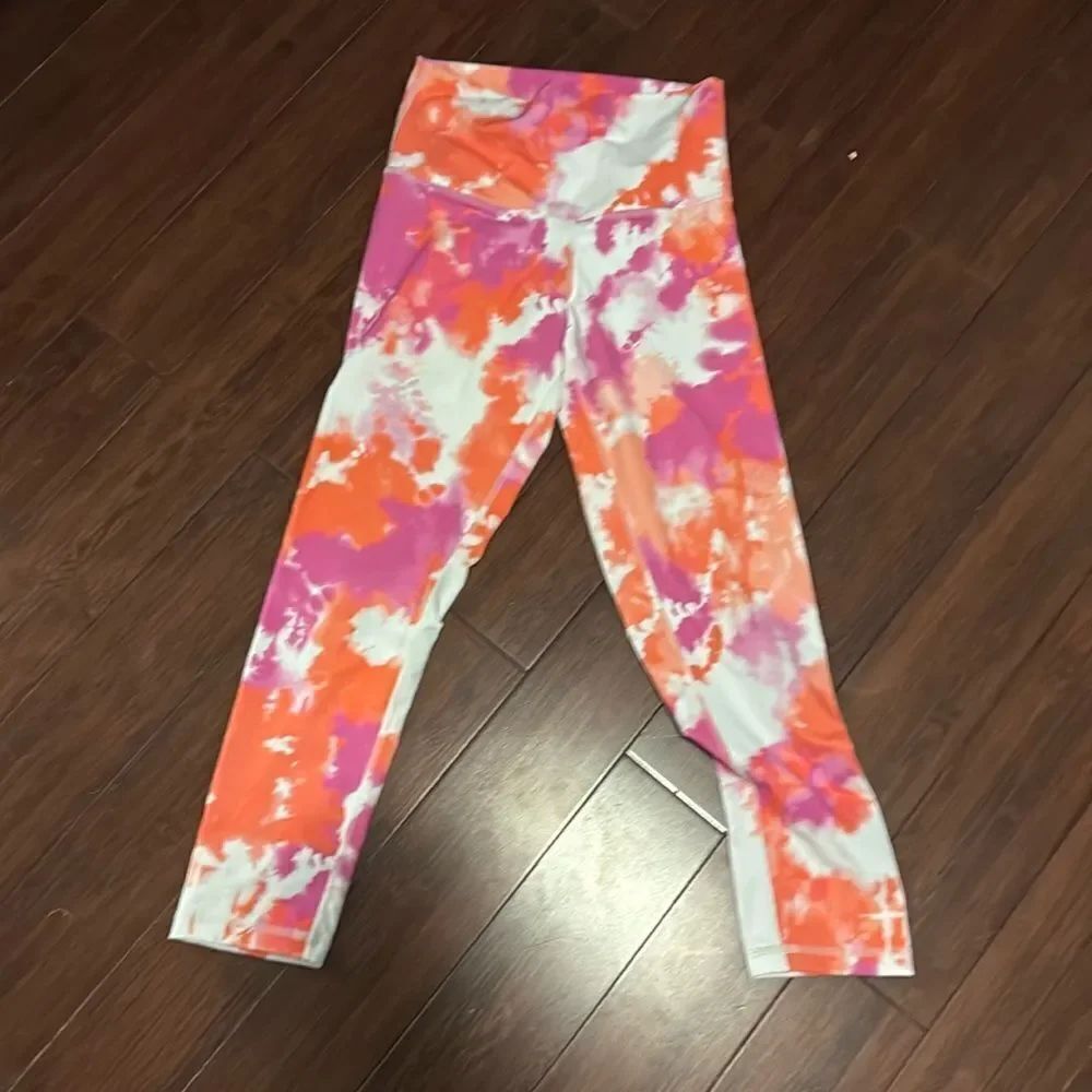 Cropped Tie Dye Leggins - Pink White Orange - BRAND NEW - Size Small DYI